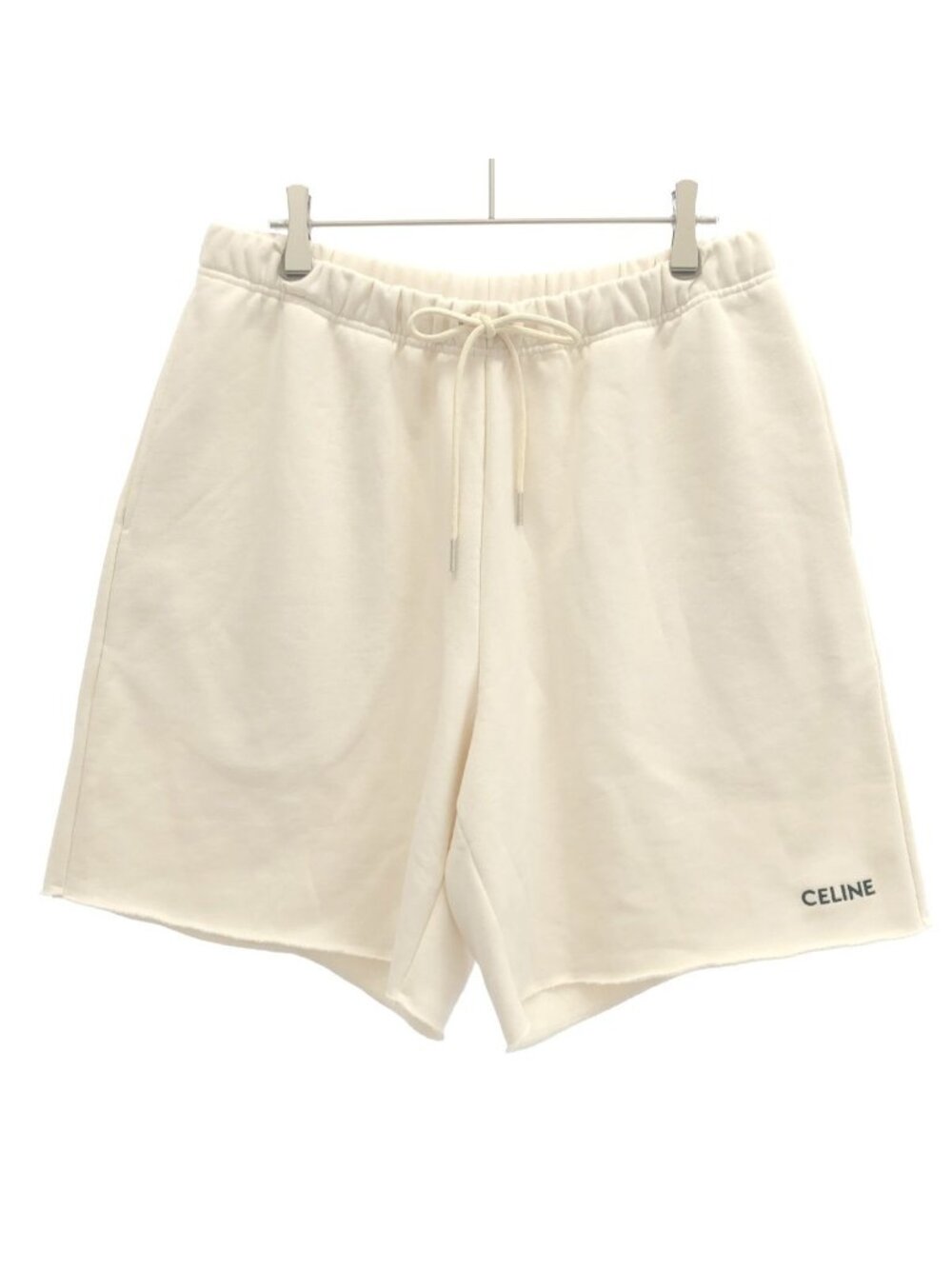 Celine Logo Embroidery Sweat Shorts Ivory XL